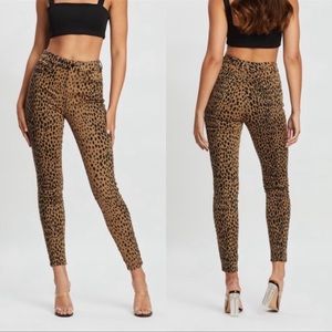 New Good American Good Waist Leopard Skinny Jeans
